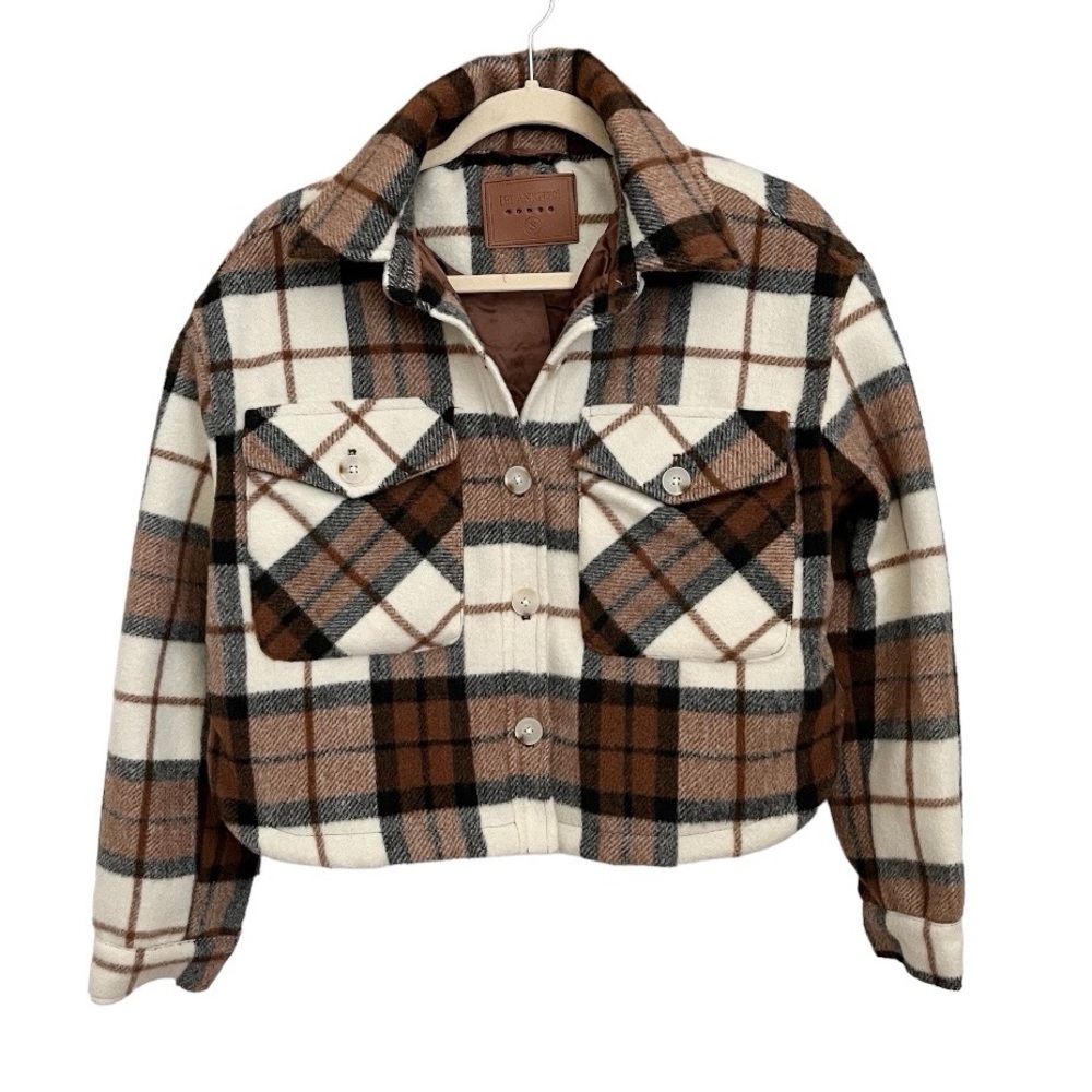 Blank NYC Plaid Cropped Shacket Shirt Jacket in All The Best Size Small - Picture 6 of 15